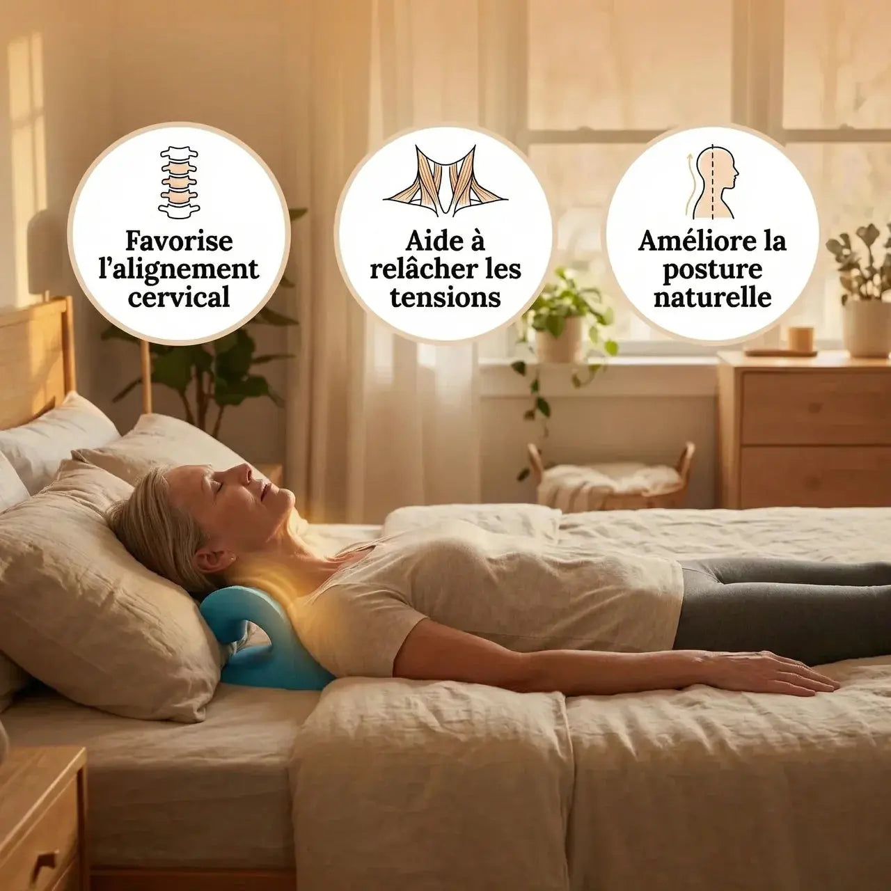 SpineAlign - Oreiller de massage et d'étirement pour cervical Liberty