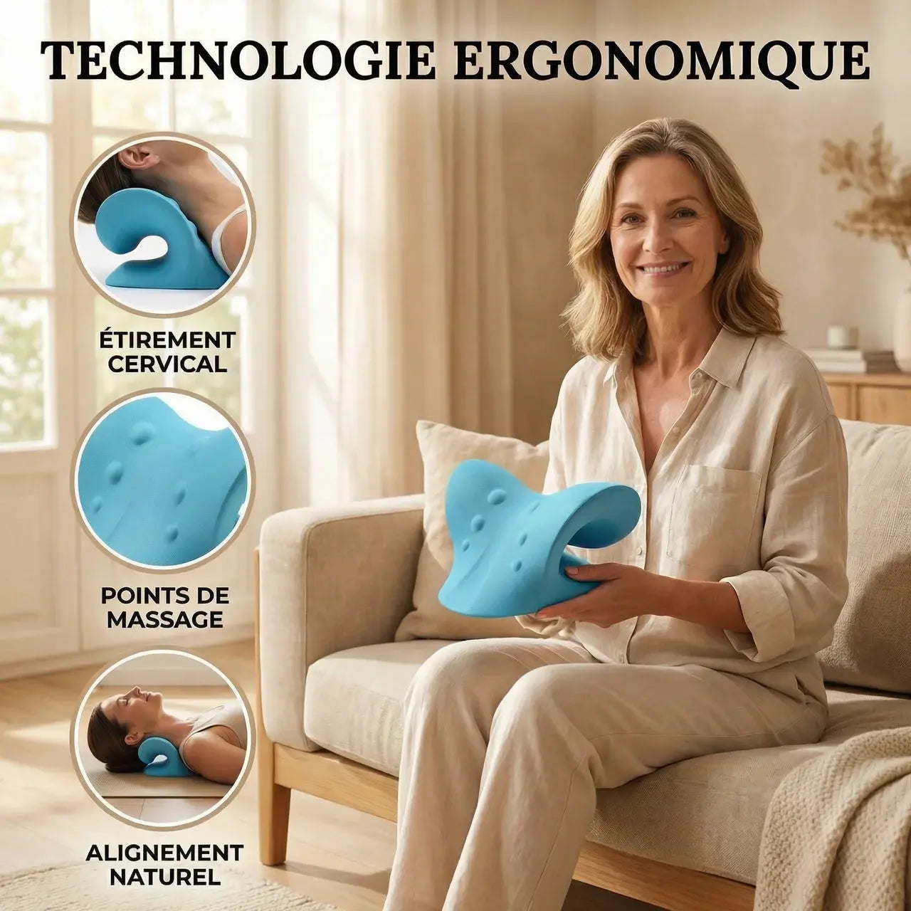 SpineAlign - Oreiller de massage et d'étirement pour cervical Liberty