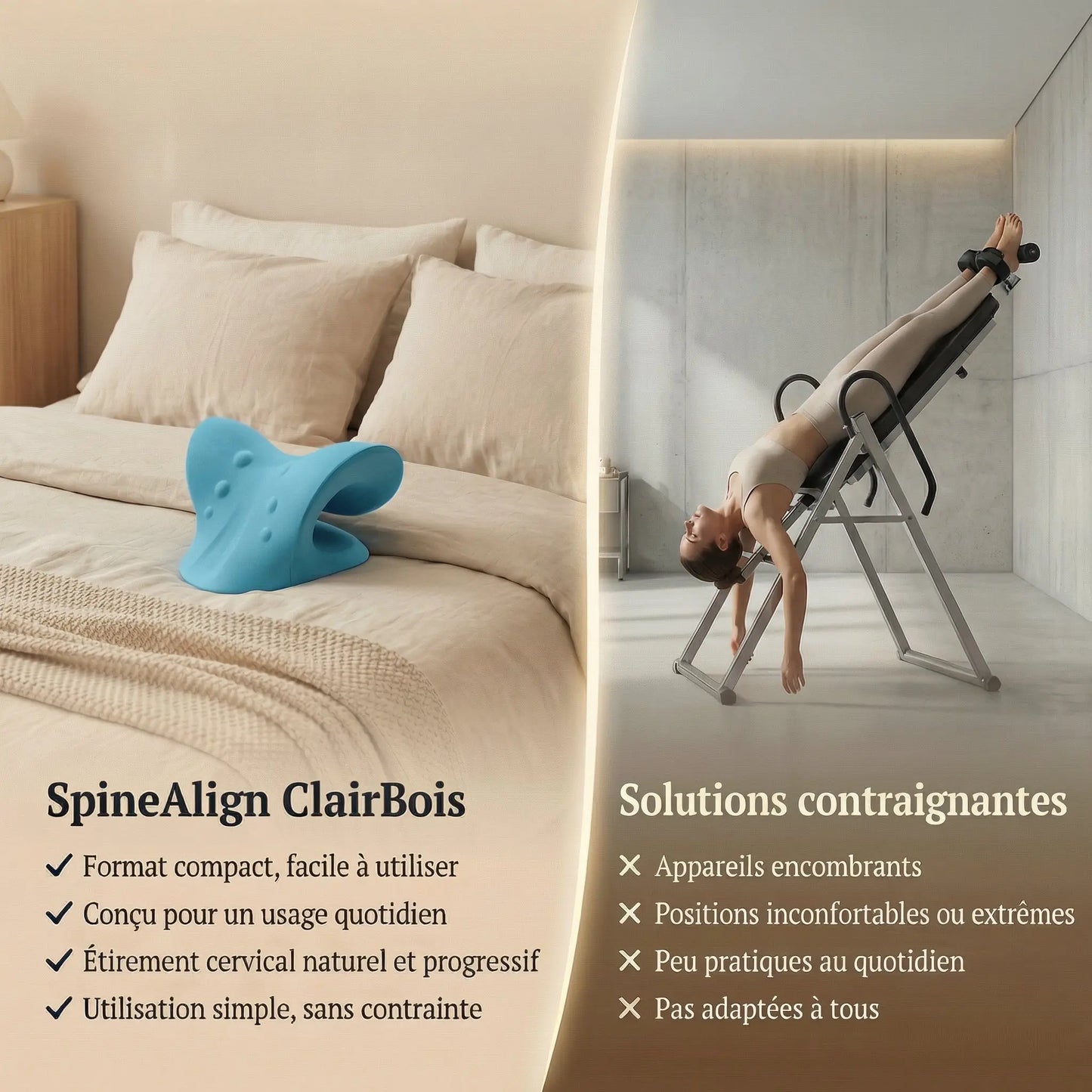 SpineAlign - Oreiller de massage et d'étirement pour cervical Liberty